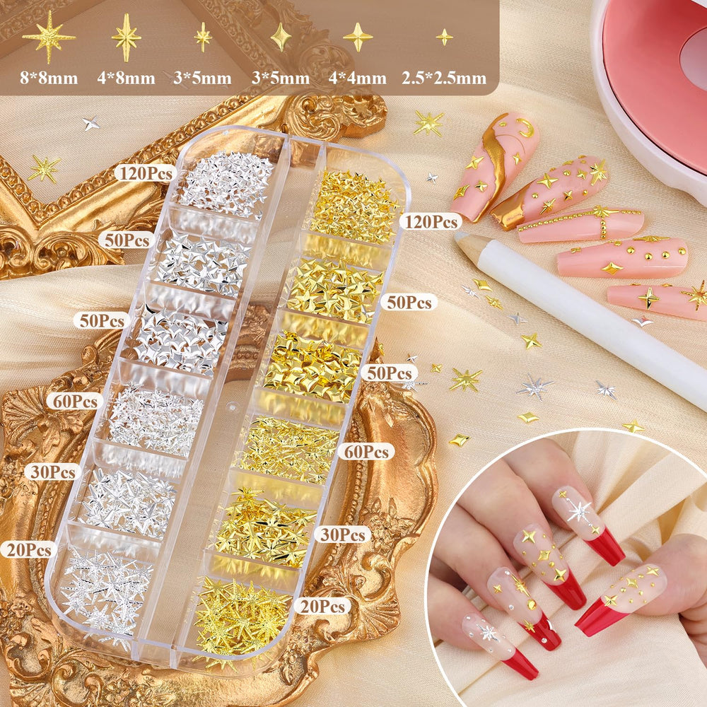 BELLEBOOST caviar beads in gold and silver add subtle dimension to nails.
