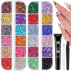 BELLEBOOST multicolor nail gems 2-3 mm with silver flatback for versatile nail art