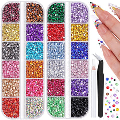 BELLEBOOST nail rhinestones multicolor 2-3mm packaging for versatile at-home nail art ideas.