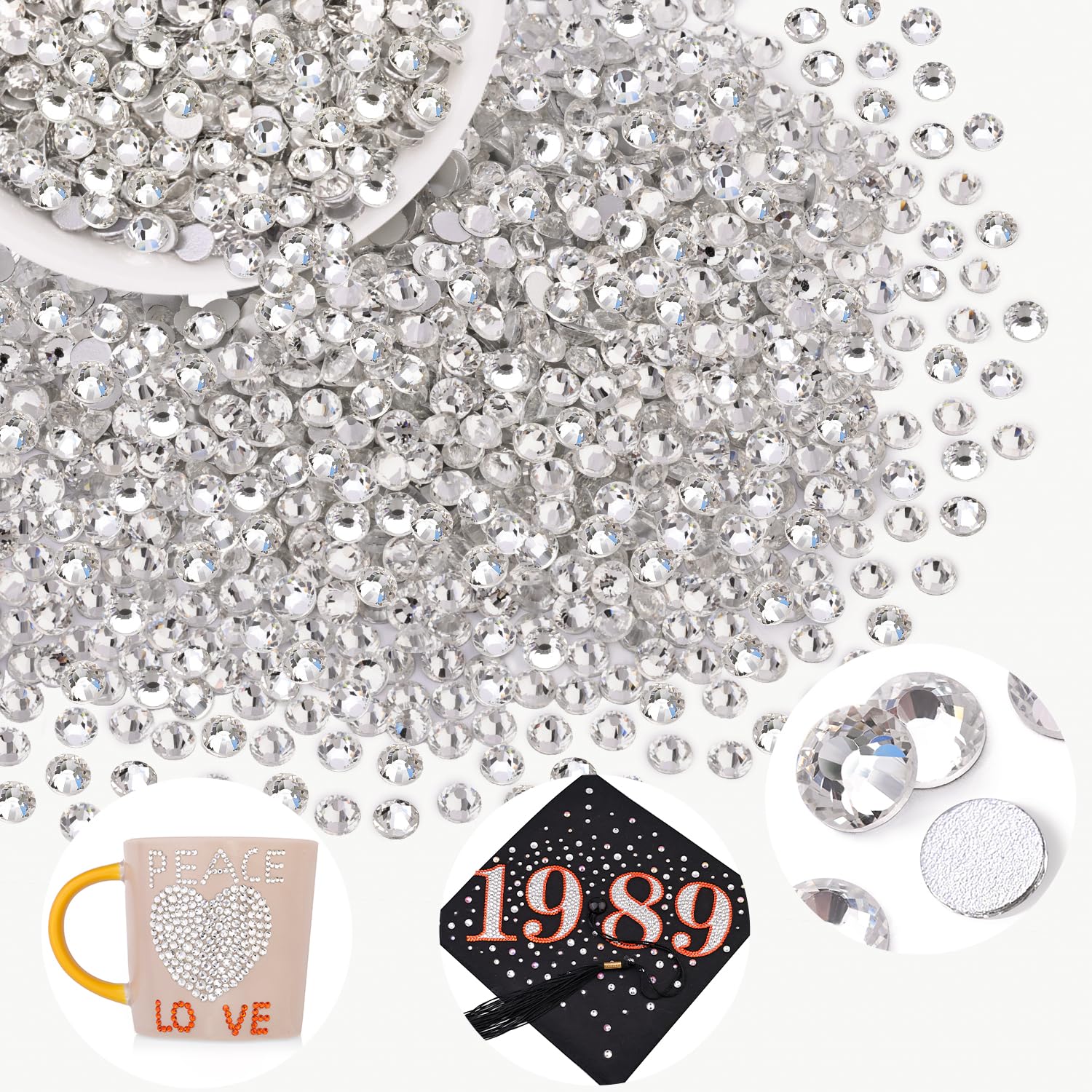 BELLEBOOST glass gems clear suited for scrapbooks and cards.