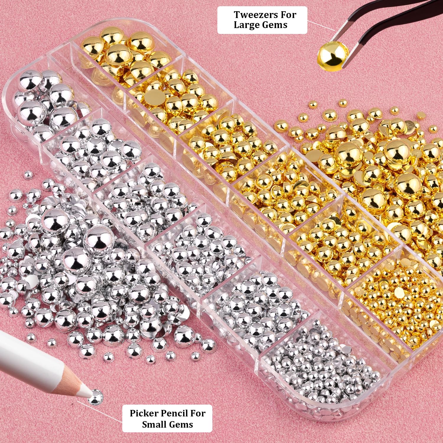 BELLEBOOST pickup pencil and tweezers simplify picking up tiny pearls with control.