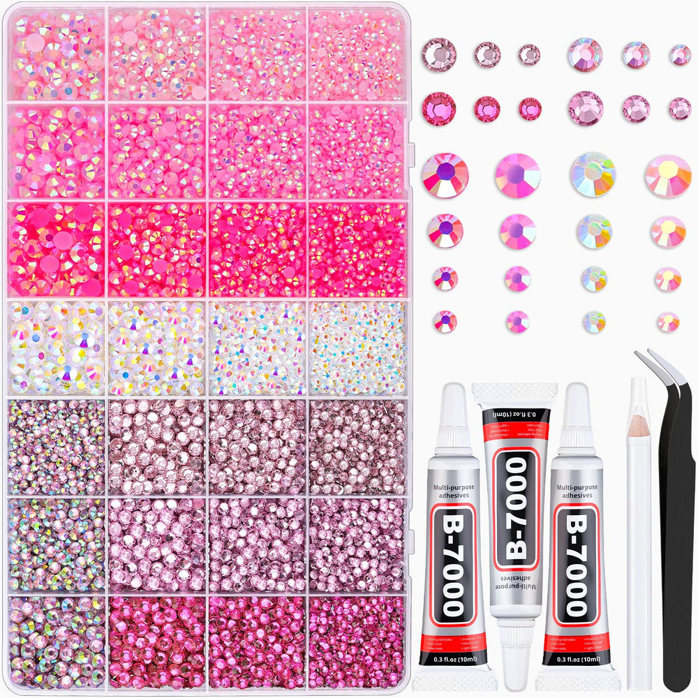 BelleBoost pink rhinestones grid shows vibrant colors for dazzling crafts