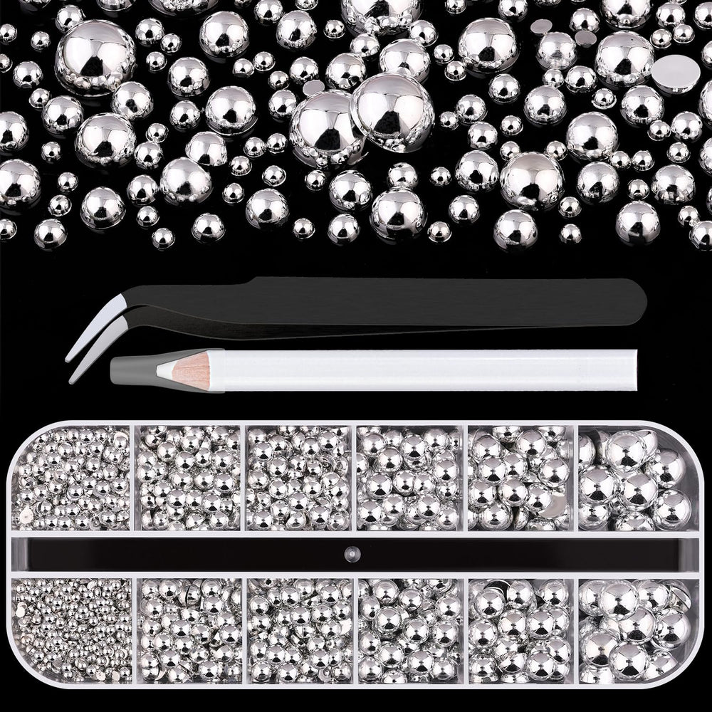BELLEBOOST box of silver nail charms neatly organized for easy selection