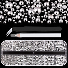 BELLEBOOST box of silver nail charms neatly organized for easy selection