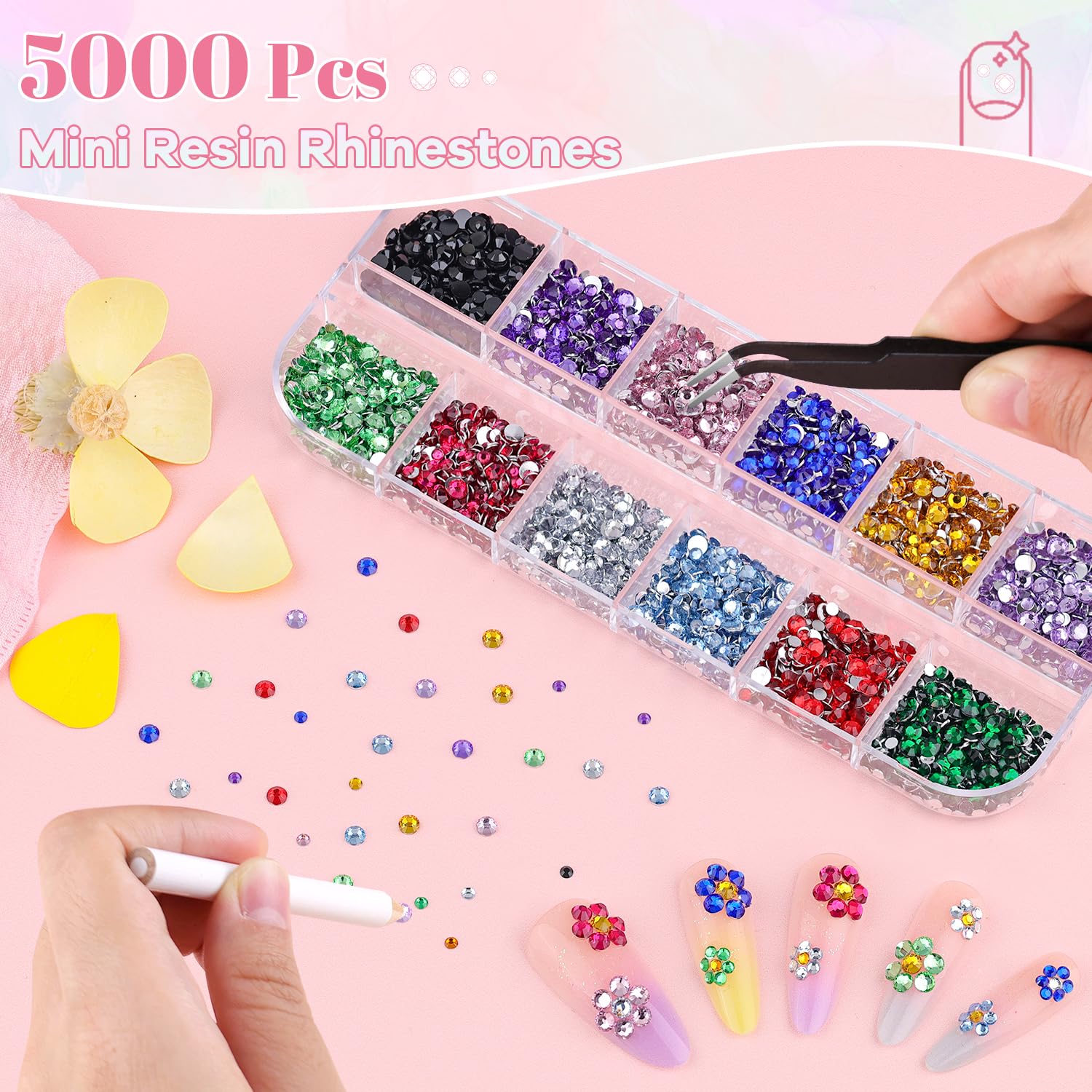 BELLEBOOST tweezers and pickup pencil assist precise placement of rhinestones