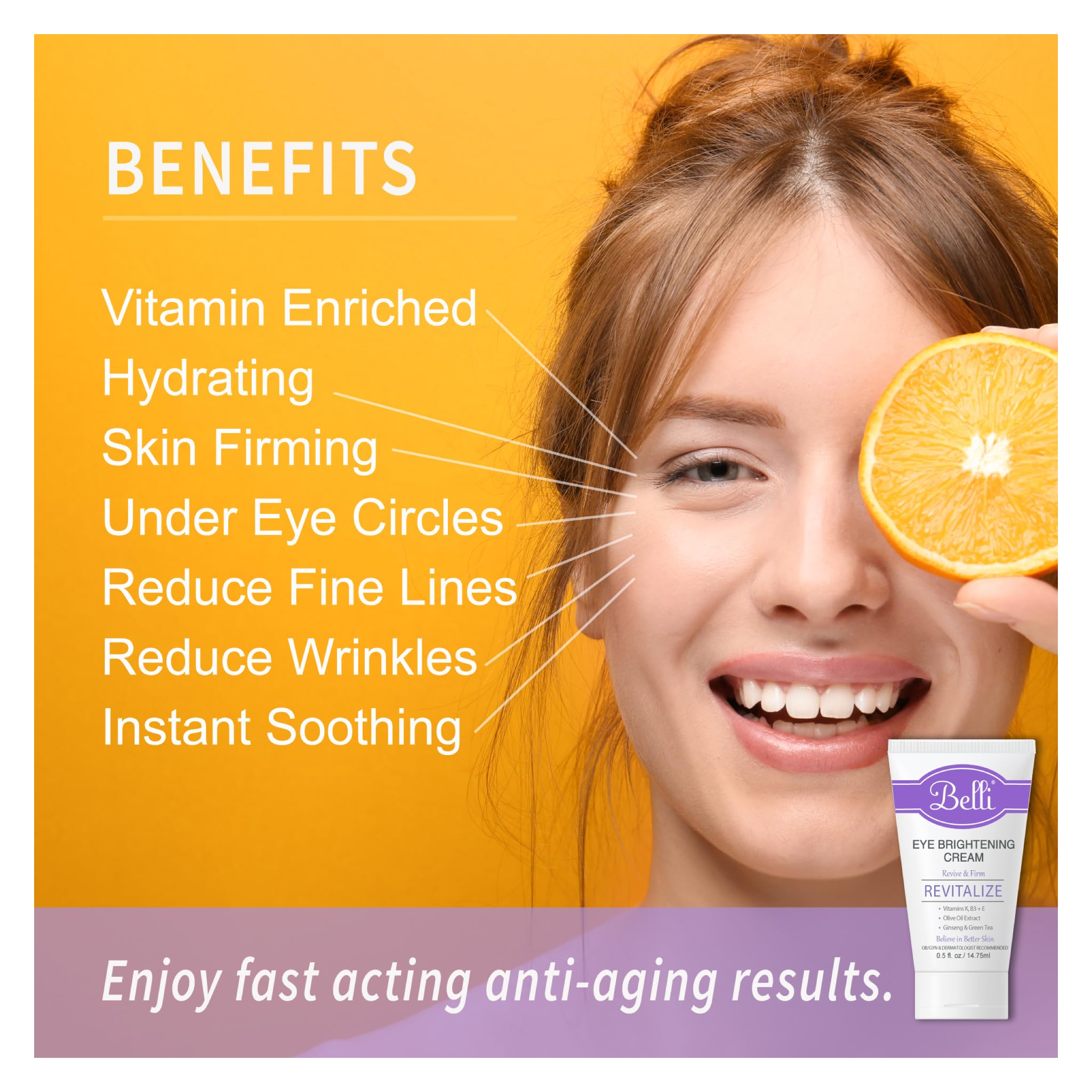 Belli Eye Cream hydrates the eye area with a smooth, absorbent texture.