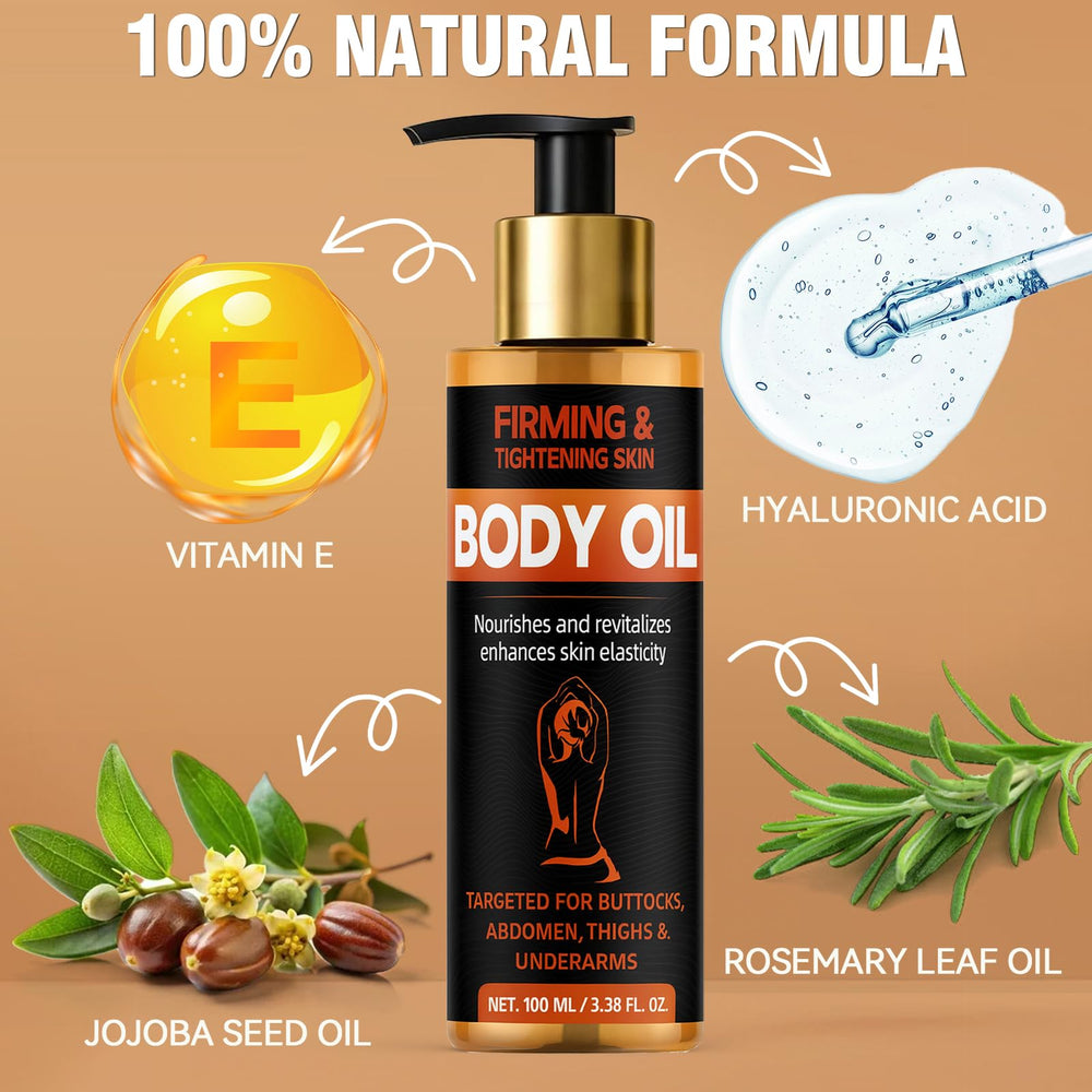 Bellisinno Body Firming Oil after shower absorption shown as light glide.