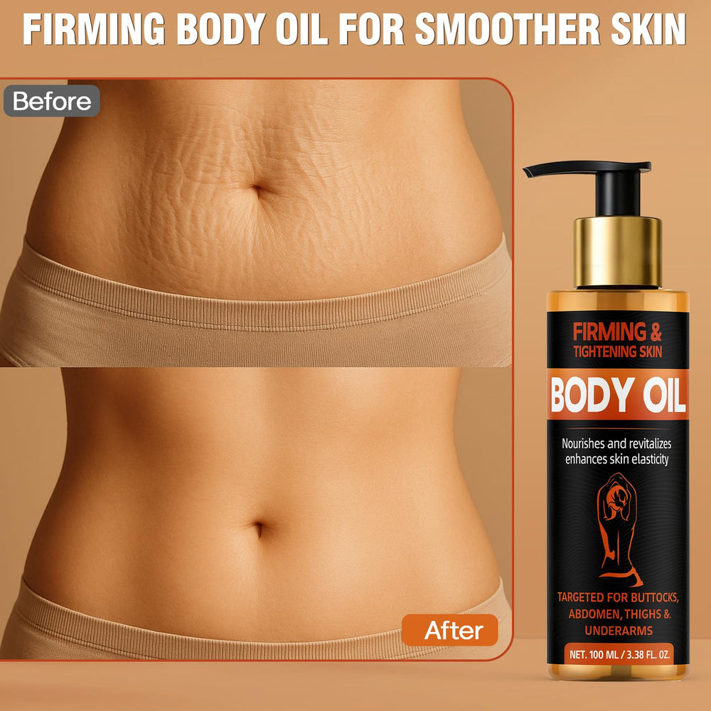 Bellisinno Body Firming Oil with jojoba and vitamin E ingredients.