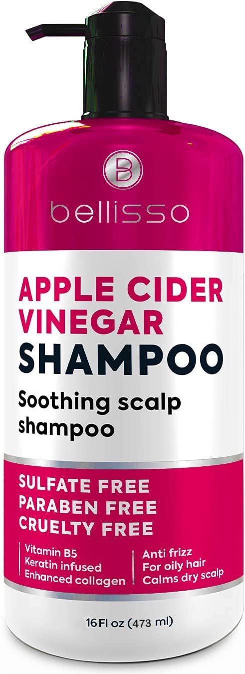 Bellisso Apple Cider Vinegar Shampoo bottle front, sulfate-free formula.