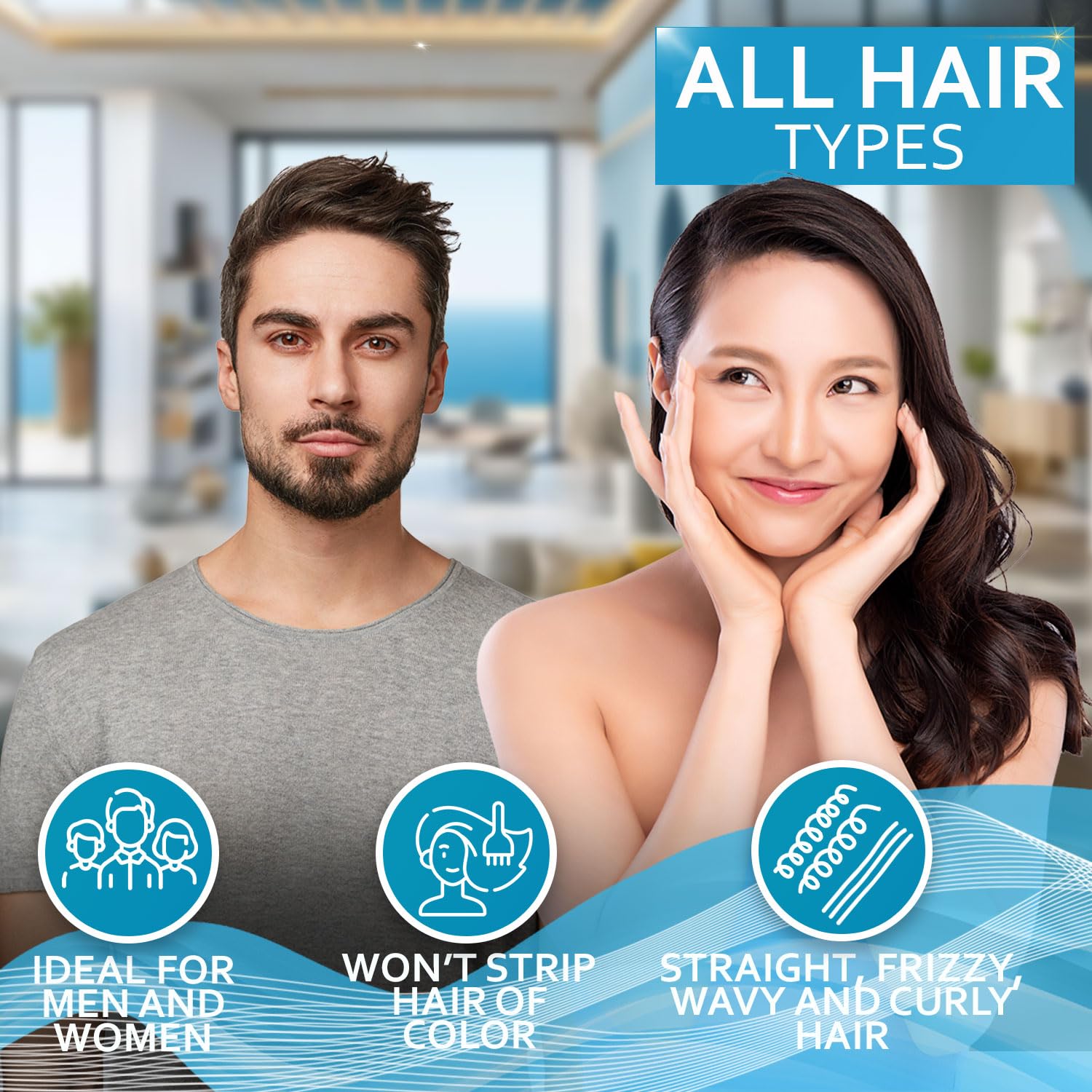 Bellisso spray application on damp hair before blow-drying.