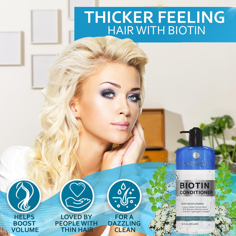 Creamy Bellisso Biotin Conditioner texture ideal for volume and nourishment.