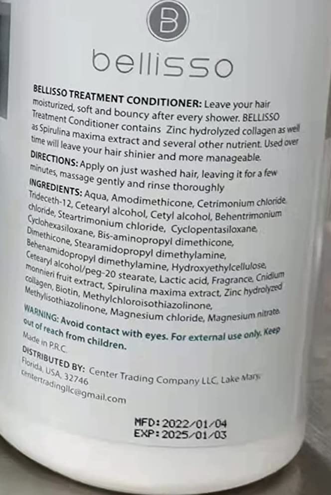Ingredient label on Bellisso Biotin Conditioner signals sulfate-free formula.