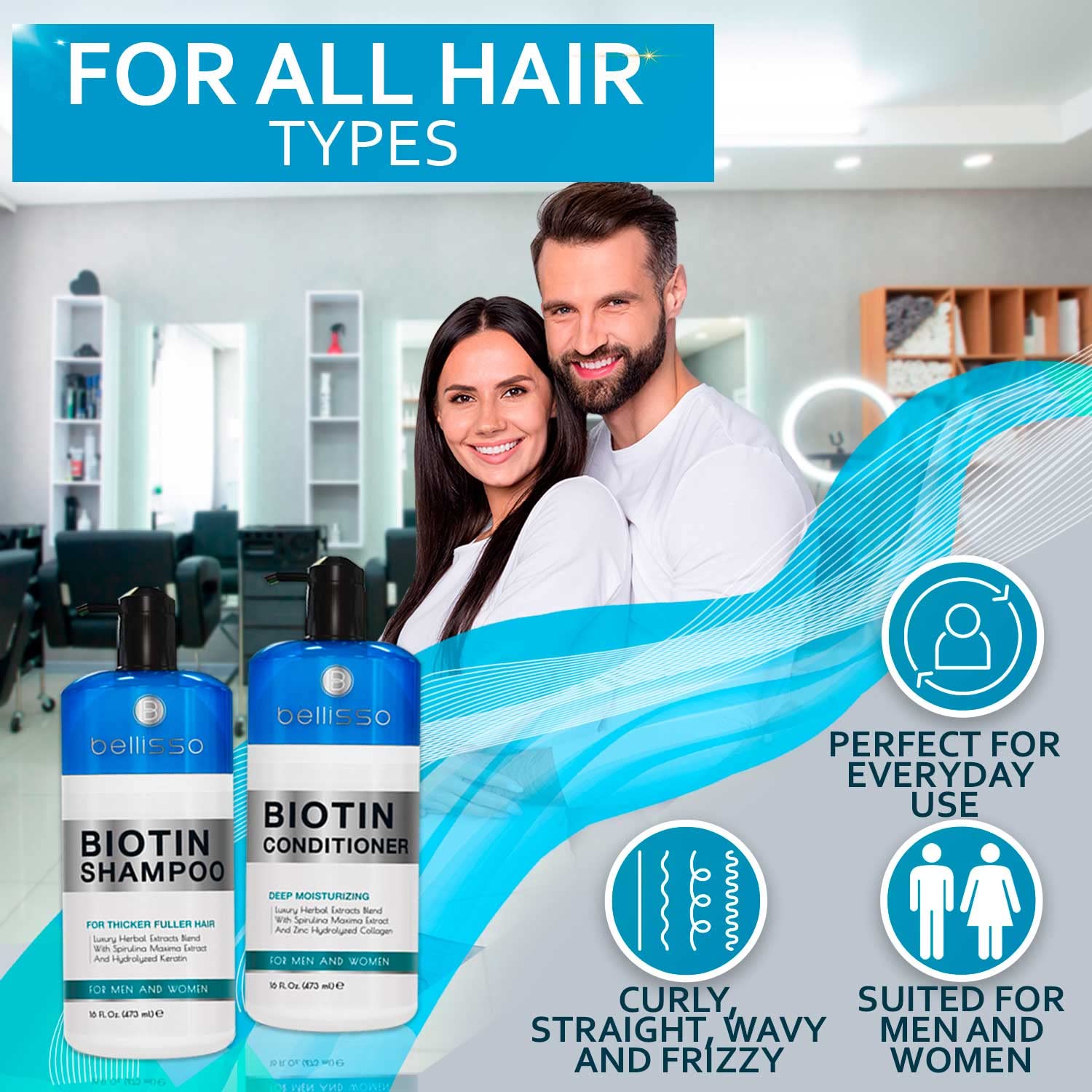 Bellisso Biotin Conditioner top view on a shelf