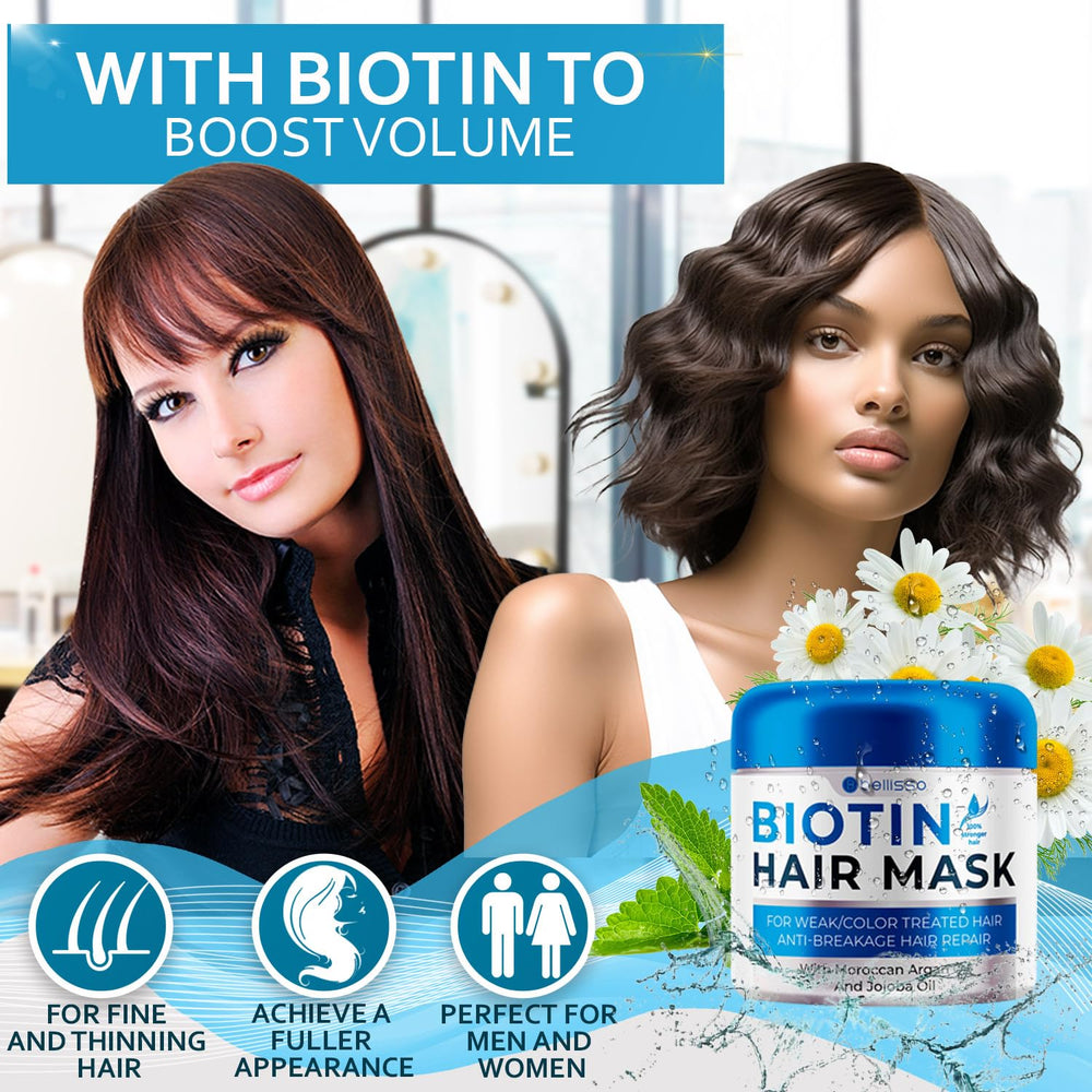 Bellisso Biotin Hair Mask jar close-up showing rich conditioning.