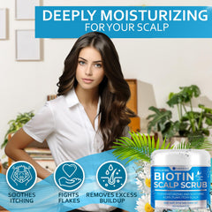 Bellisso Biotin Scalp Scrub texture closeup highlighting microbeads and cleansing action.