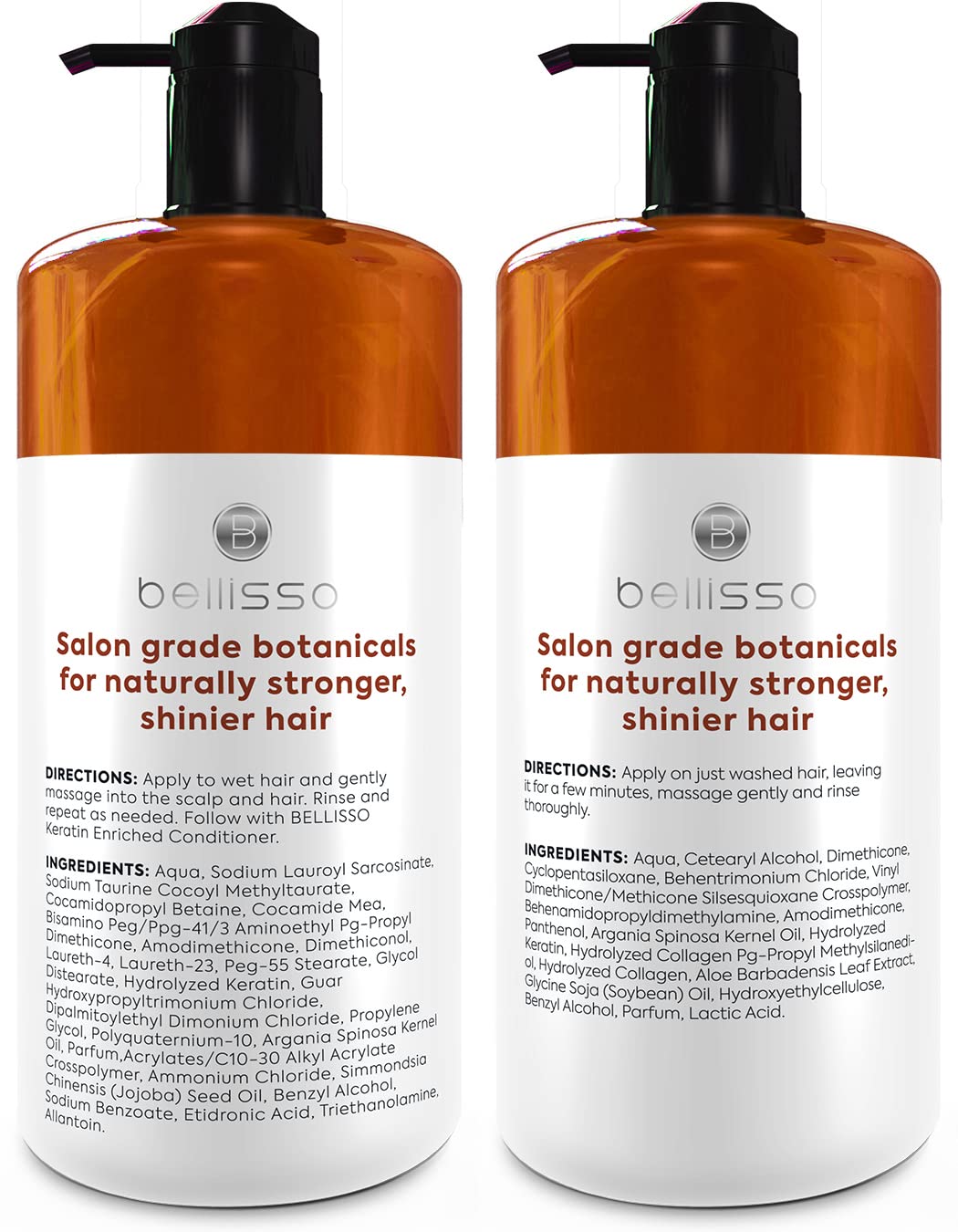 Bellisso bottles on shelf display convey premium salon-grade care