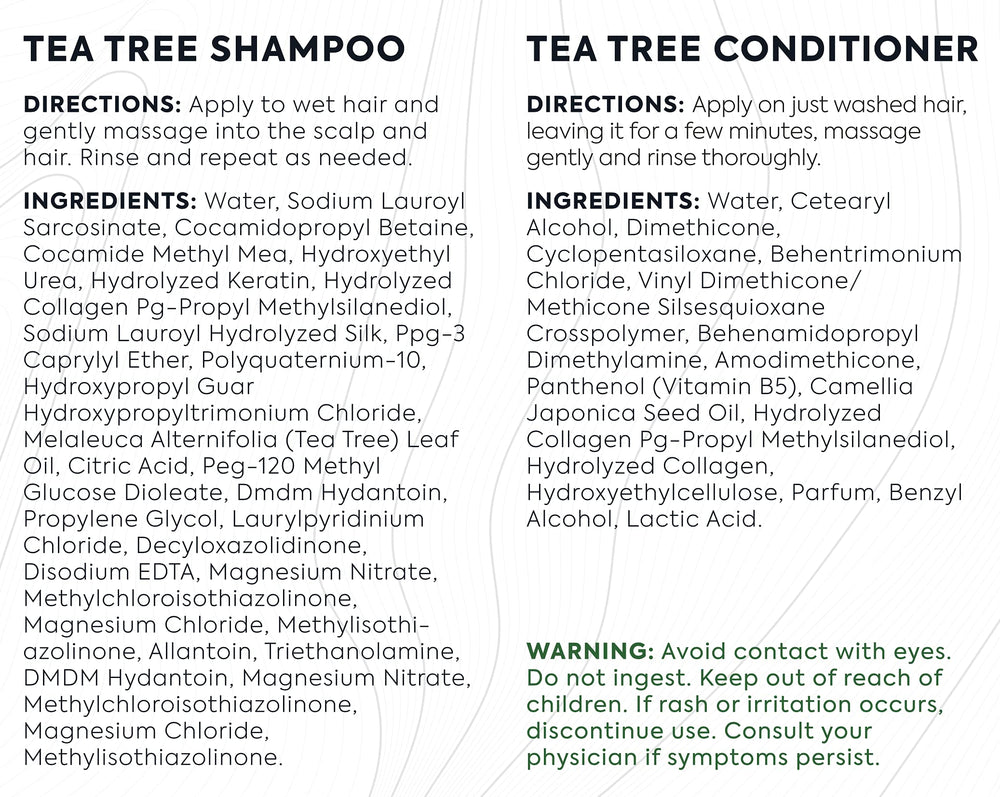 Bellisso Tea Tree Oil bottle beside conditioner signals natural Australian care.