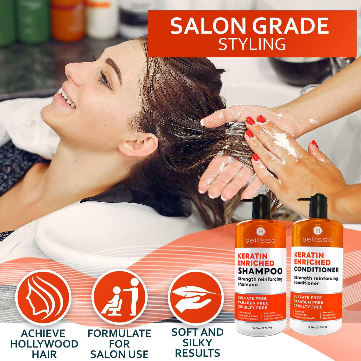 Bellisso damage repair keratin treatment highlights strengthened strands.