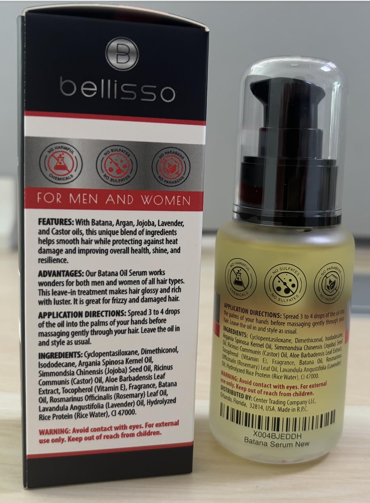 Bellisso Batana Oil Serum before-after styling demonstrates subtle volume and shine.