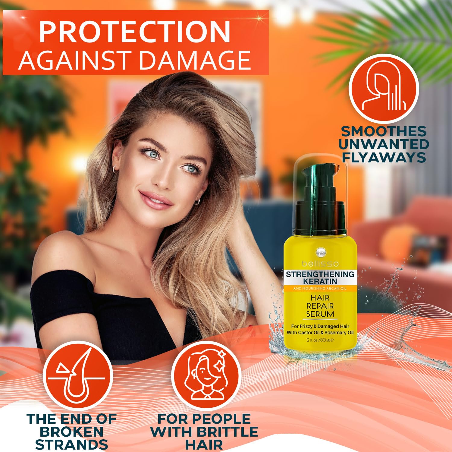 Bellisso hair serum adds radiant shine under natural light.