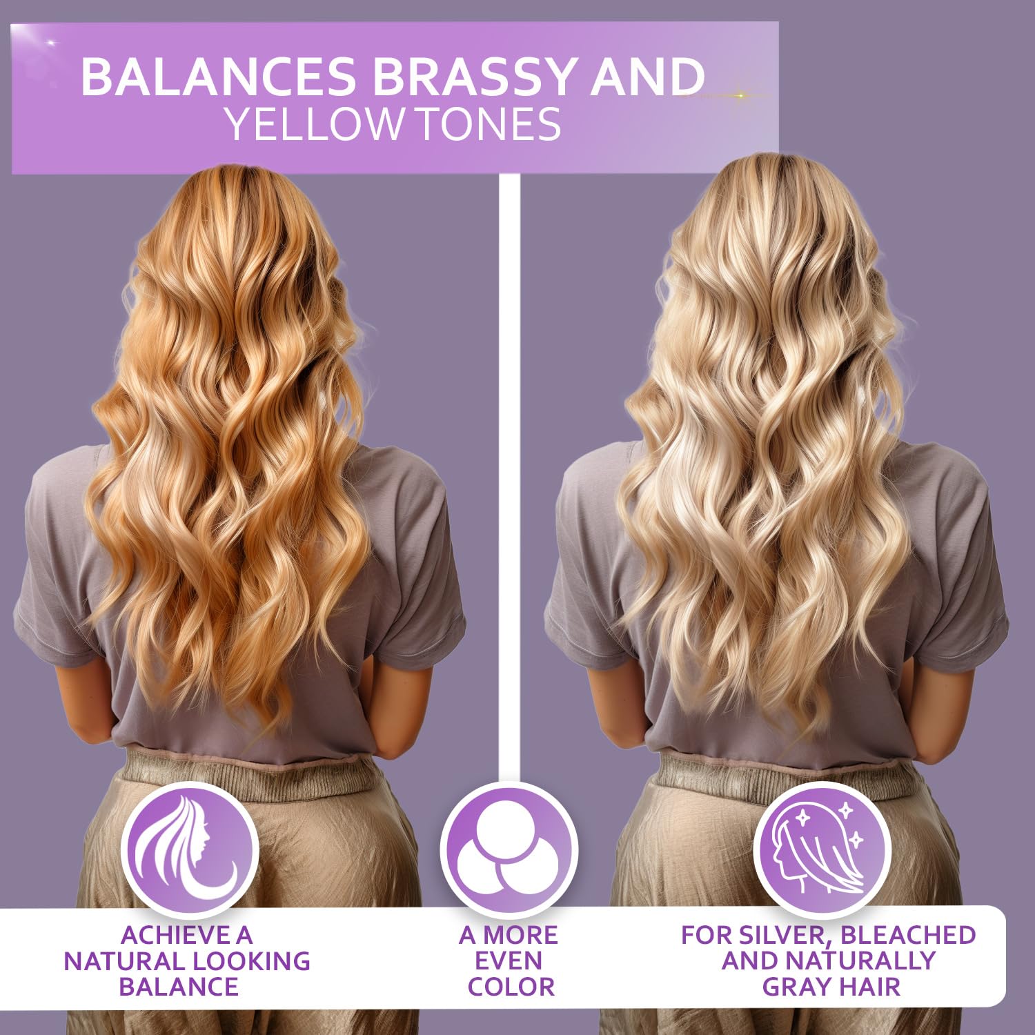 Bellisso purple conditioner bottle adds hydration for balanced, shiny hair.