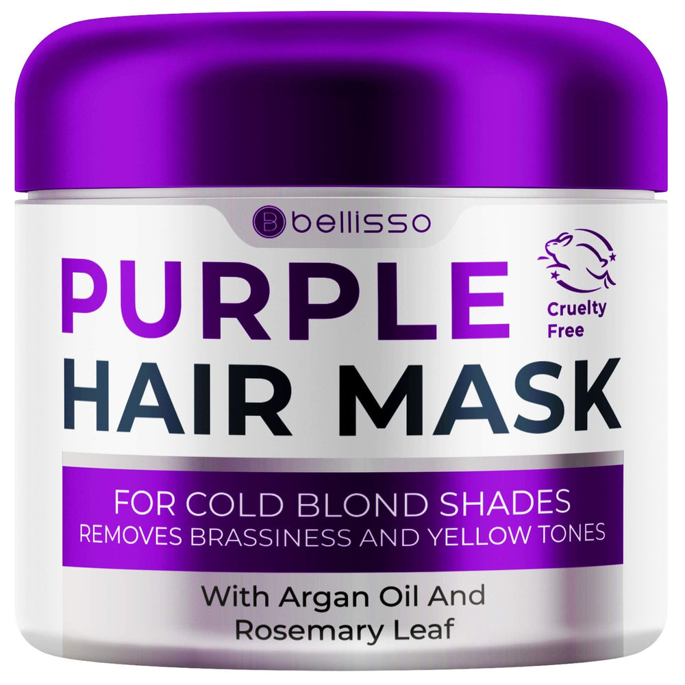 Bellisso purple-hair-mask balance-tone neutralizes brassiness for a natural blonde look.