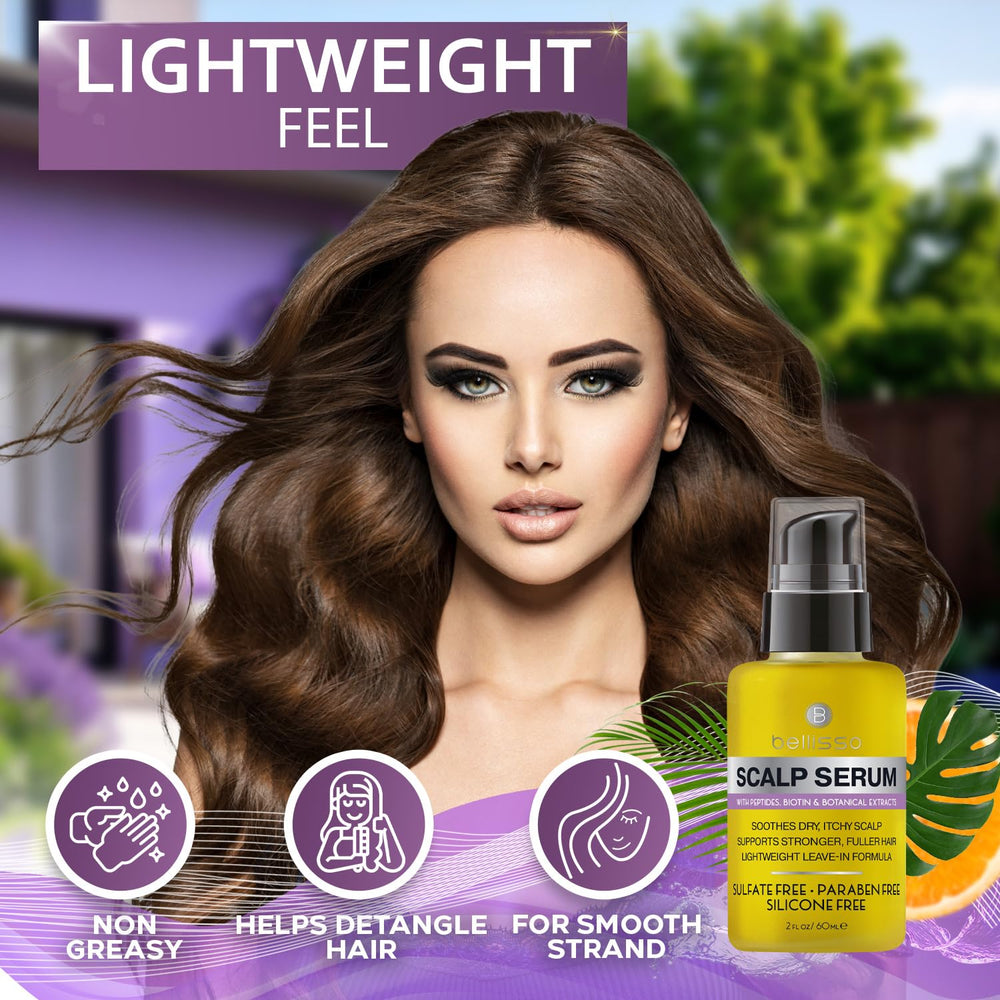 Bellisso scalp serum in use on scalp showing quick absorption.