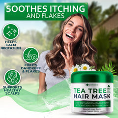 Close-up of Bellisso Tea Tree Oil Hair Mask texture showing creamy, hydrating formula