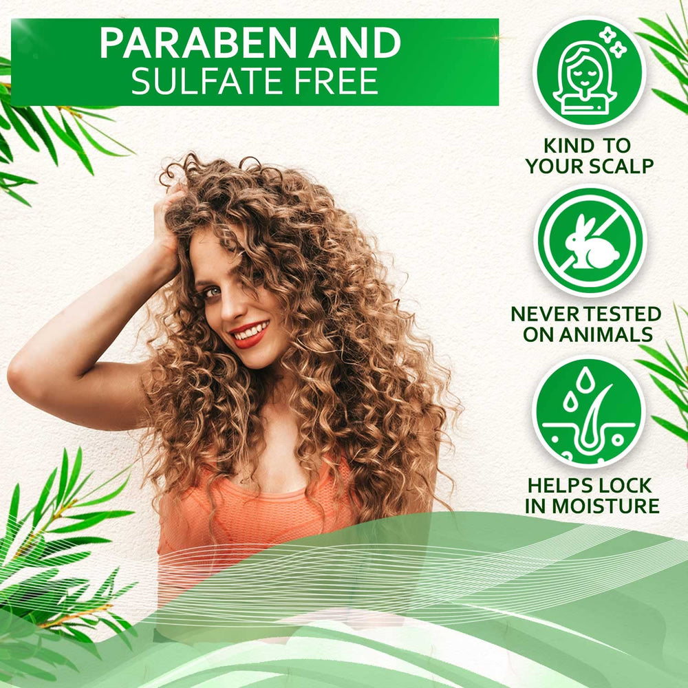 Bellisso Tea Tree Oil Hair Serum application on hair tips suggesting targeted scalp care.