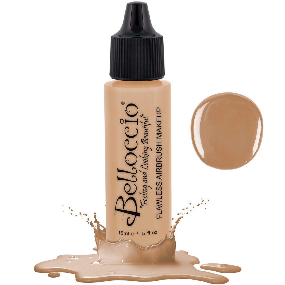 Belloccio airbrush foundation Ivory bottle swatches for quick, even skin tone