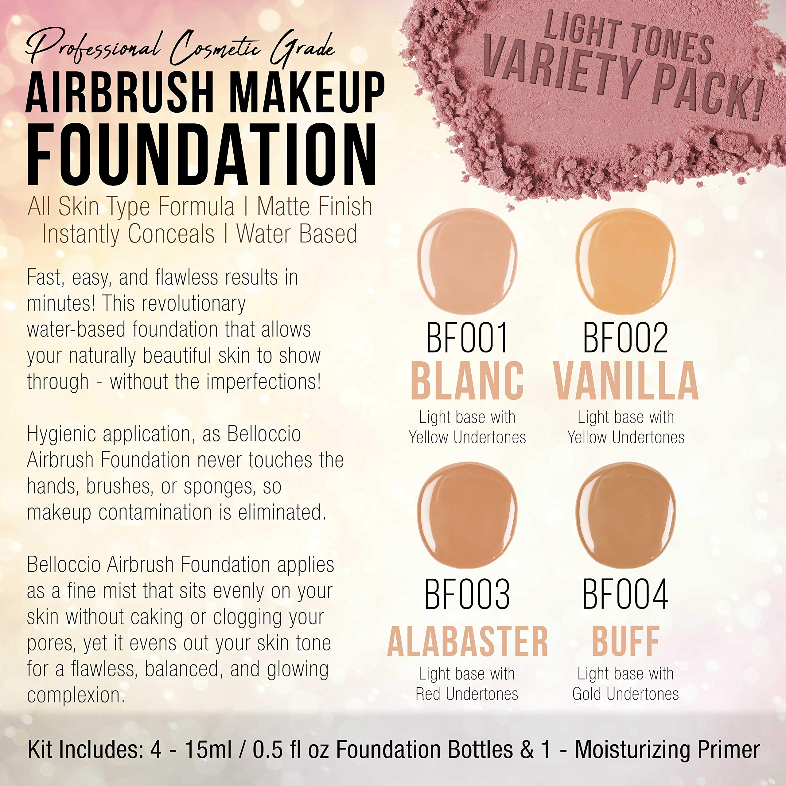 Belloccio anti-aging moisturizing primer included for smooth pre-makeup prep.