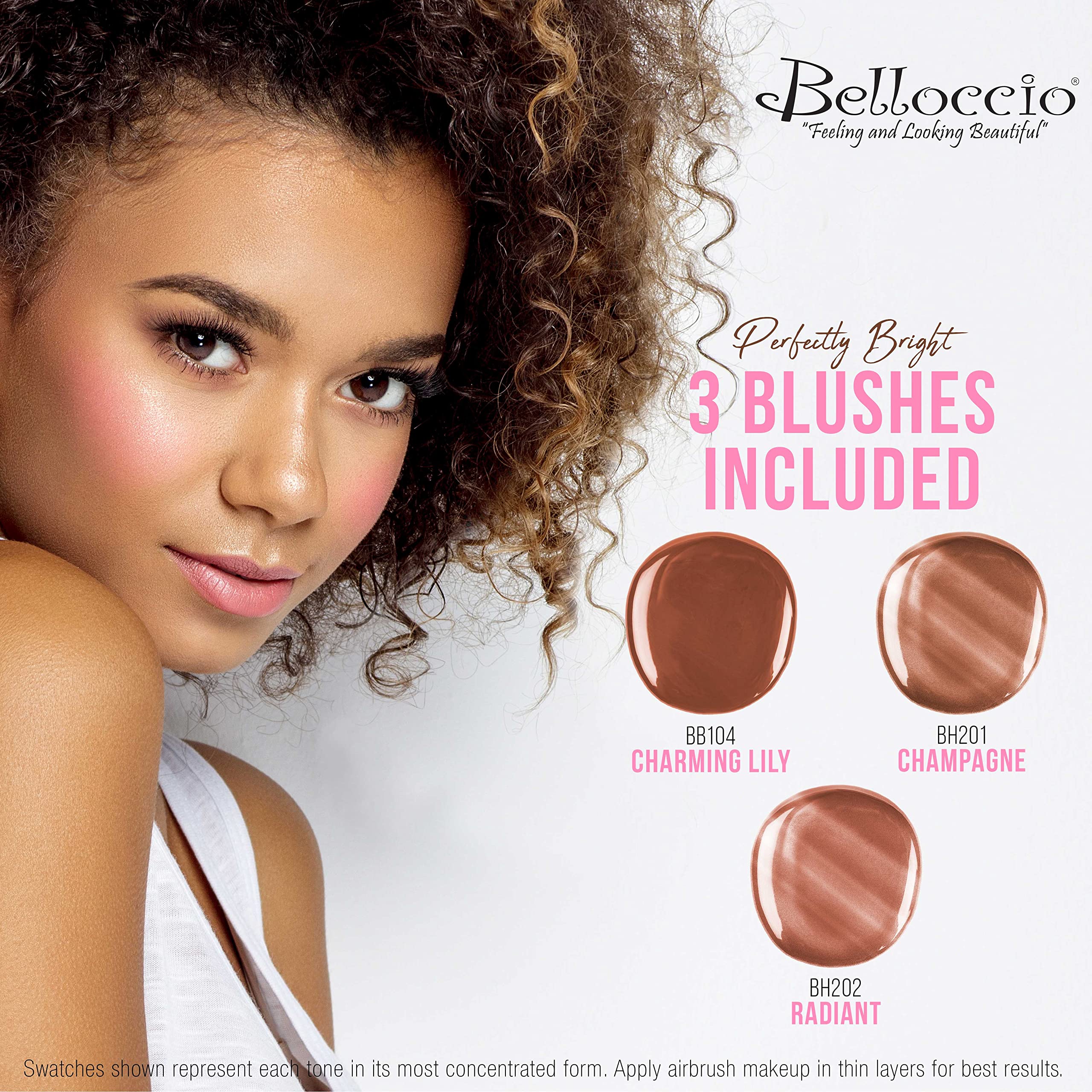 Belloccio blush, bronzer, highlighter and concealer set for dimension and glow.