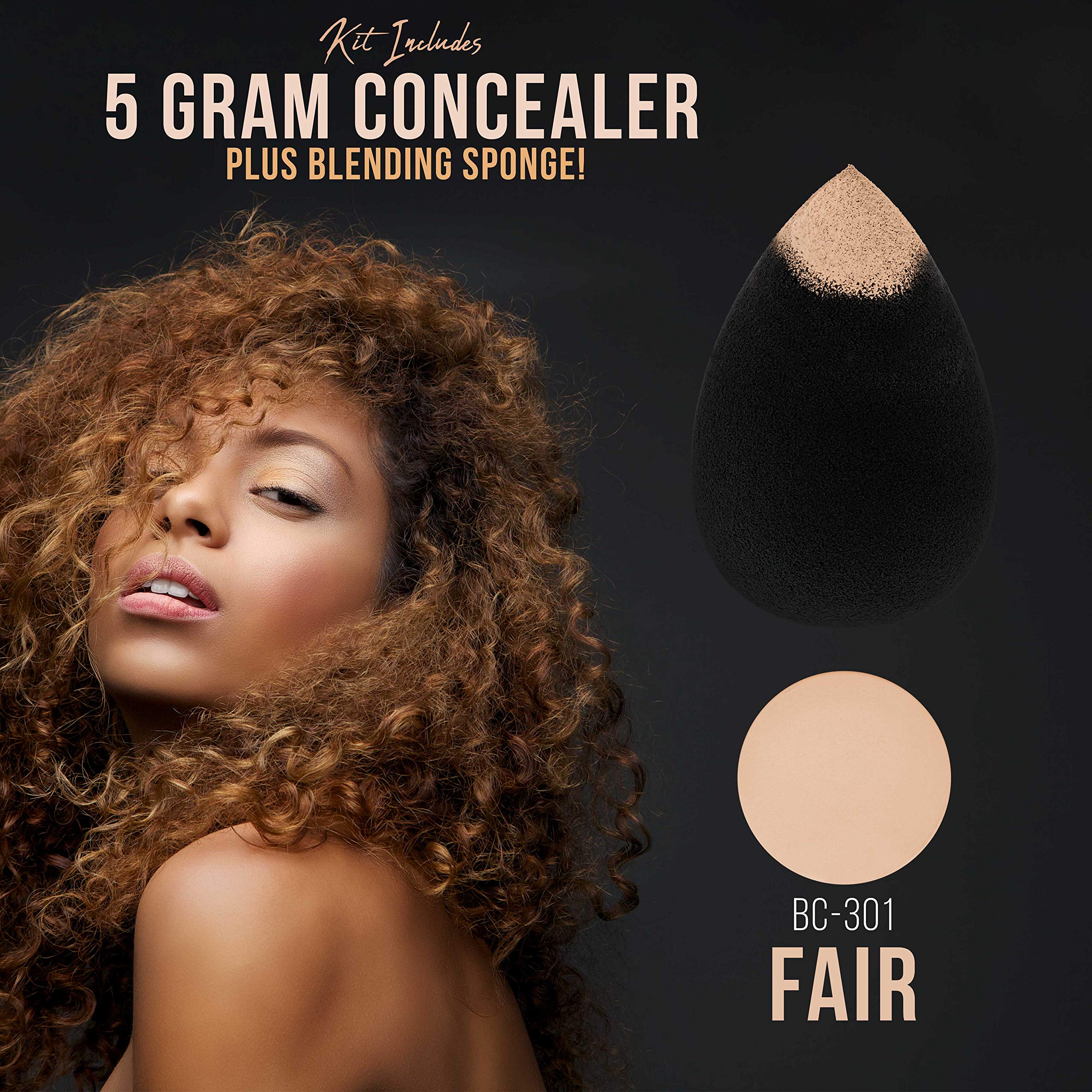 Belloccio concealer jar with egg-shaped blending sponge for spot coverage