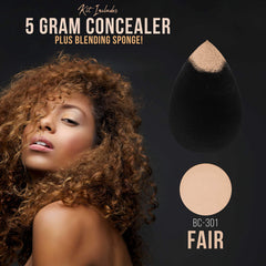 Belloccio concealer jar with egg-shaped blending sponge for spot coverage