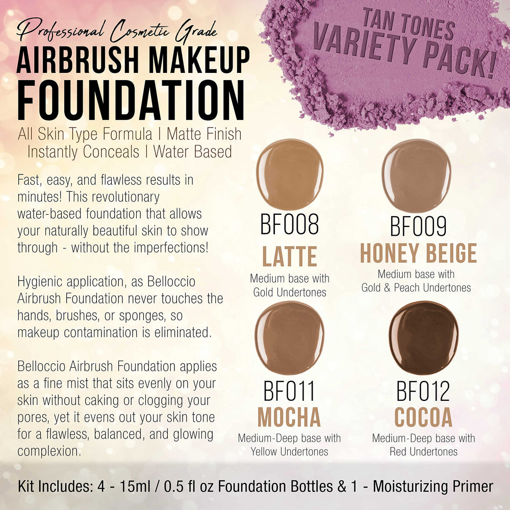 Belloccio foundation shade 02 half-ounce bottle blends warm undertones for radiant complexion.