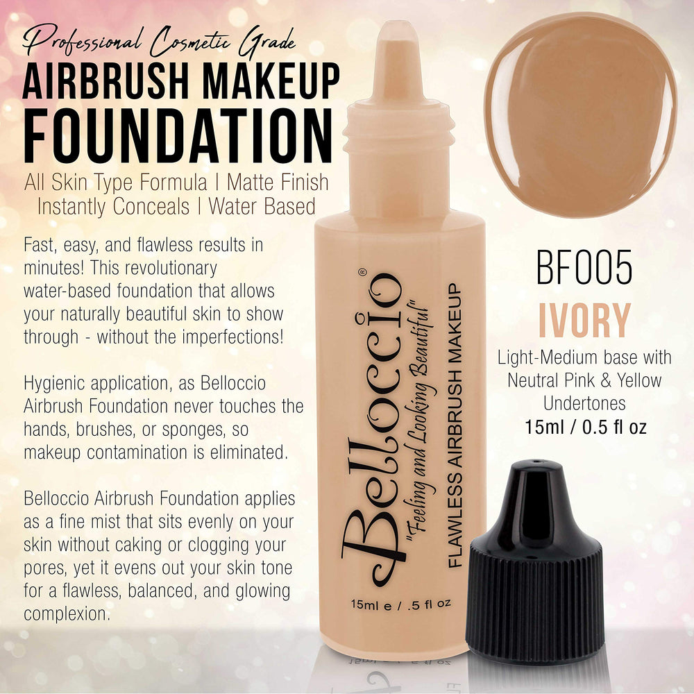 Belloccio Ivory foundation swatches show shade match for light-medium skin