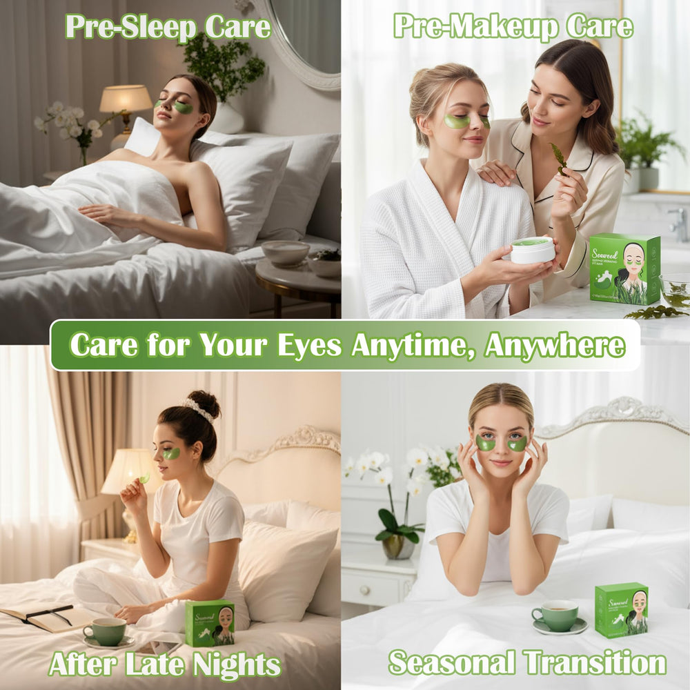 Belluxe Seaweed Eye Mask paired with skincare routine for rejuvenation.
