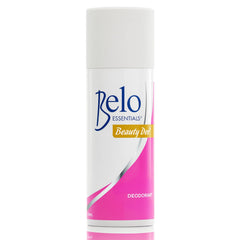 Belo Essentials Beauty Deo bottle releasing a light mist for all-day freshness.