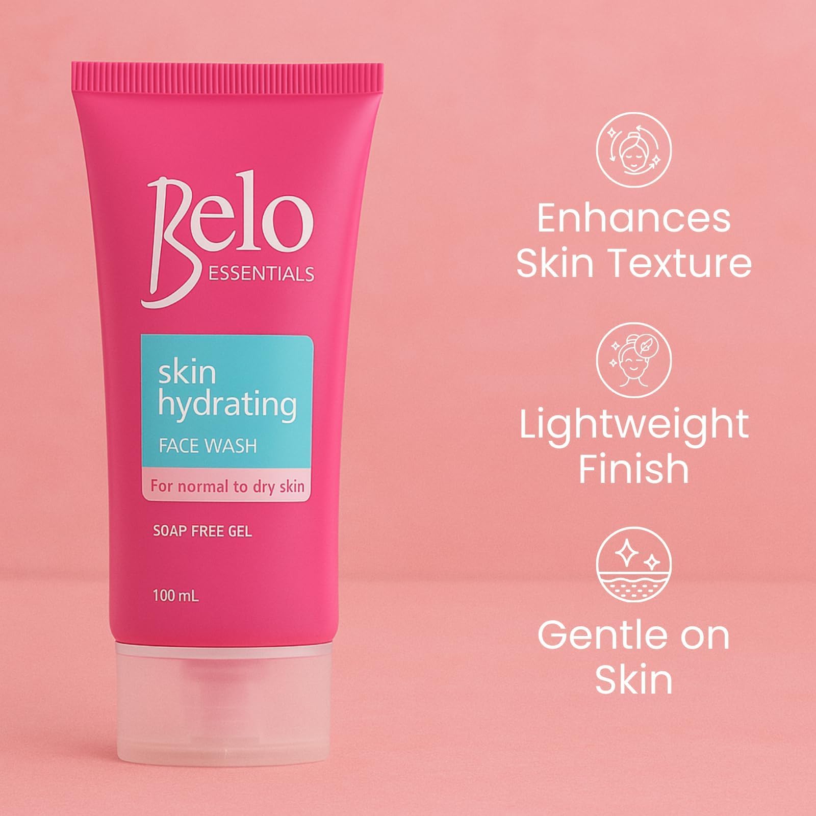 Belo Essentials Daily Cleanse lightweight-foam demonstrates a refreshing wash that feels comfortable.