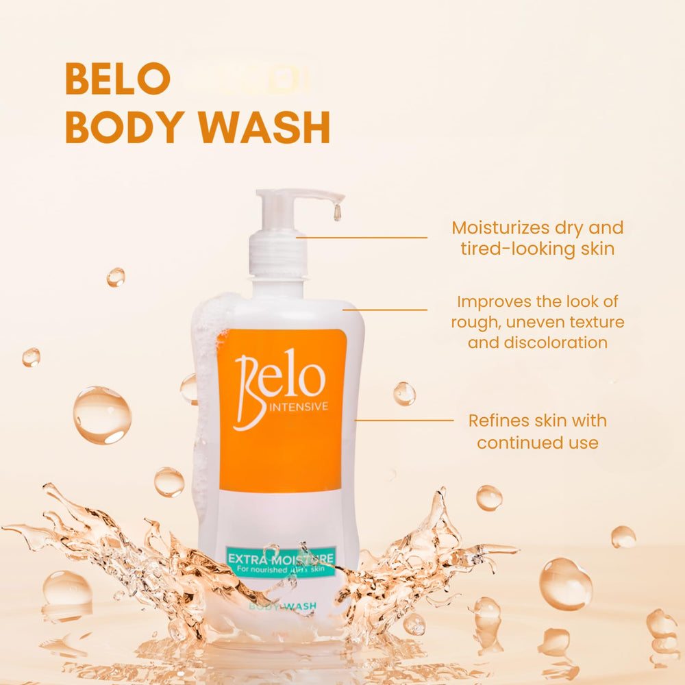 Bottle beside loofah suggests easy, hands-on cleansing routine