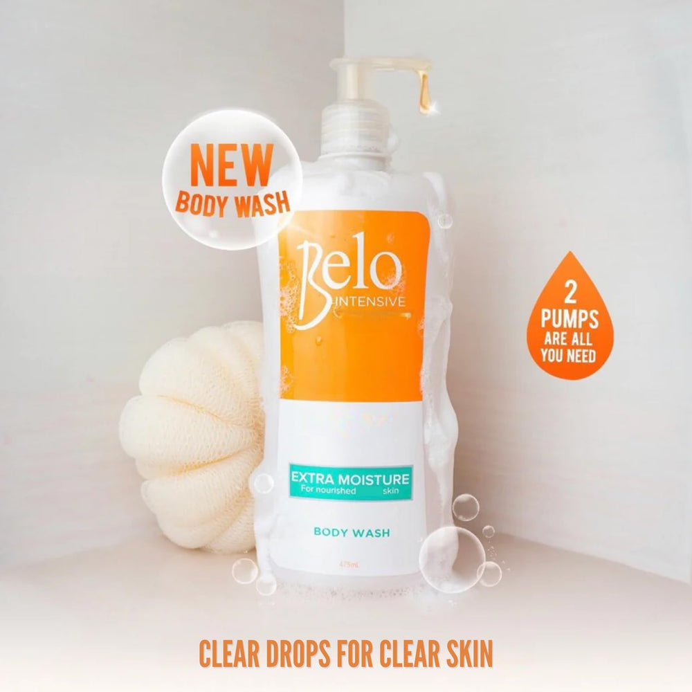 Soft skin after use pictured with Belo Essentials Intensive Body Wash