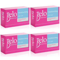 Belo Essentials moisturizing body bar four-pack front view for daily hydration.