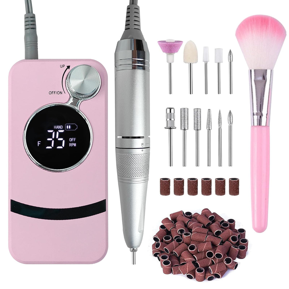 Belovedone electric nail drill with 35000RPM pink finish for acrylic removal.