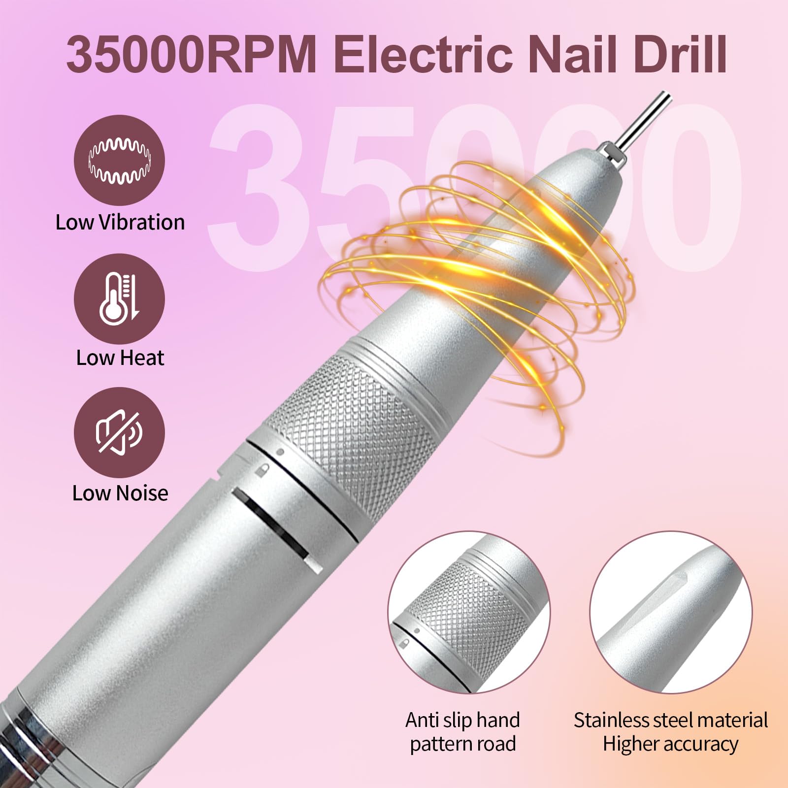 Belovedone nail drill LED display shows speed, direction, and battery level.