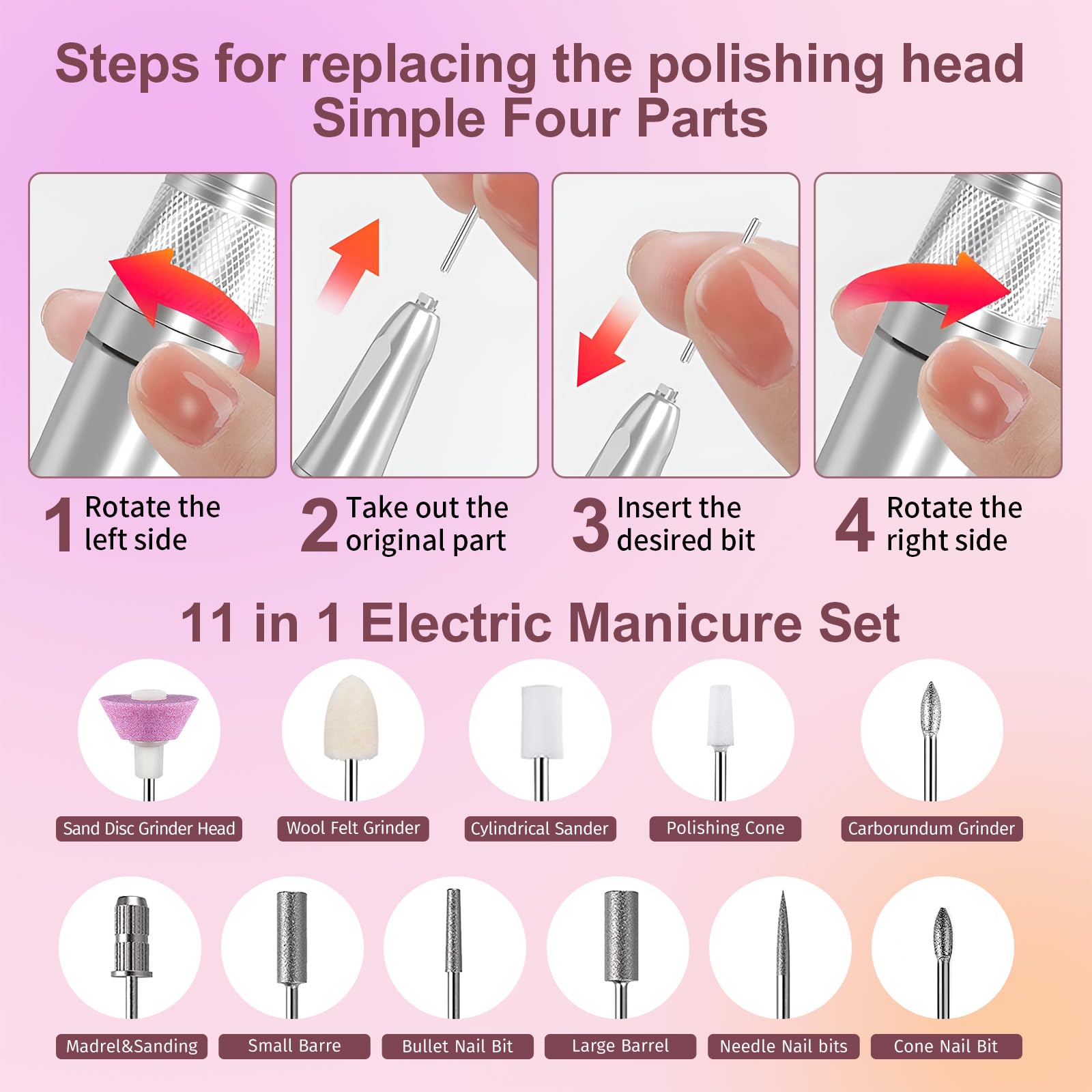 Belovedone retractable cord nail drill for easy cleaning and setup