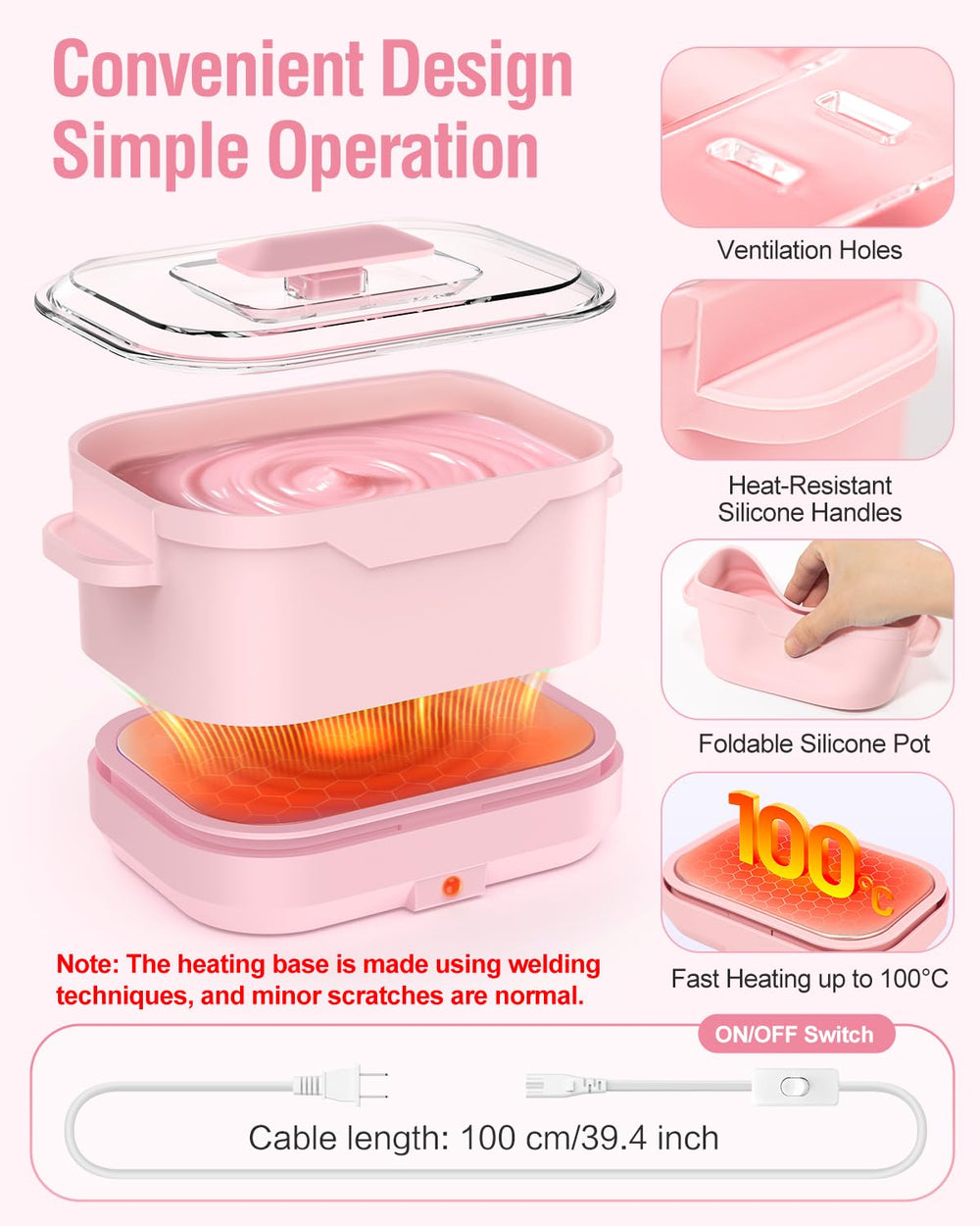 Beloving wax pot with 550ml capacity for multi area waxing sessions.