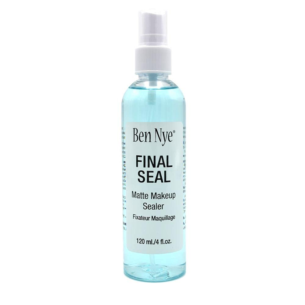 Ben Nye Final Seal setting spray bottle locks in makeup with a refreshing mint scent.