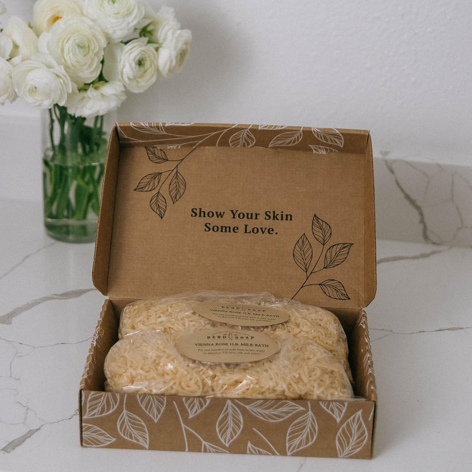 Bend Soap Company Eucalyptus Spearmint Milk Bath bubbles set evokes spa-like home relaxation.