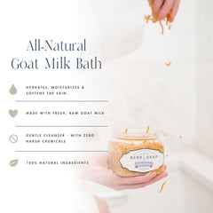 Bend Soap Company Eucalyptus Spearmint Milk Bath label closeup reveals natural ingredients.