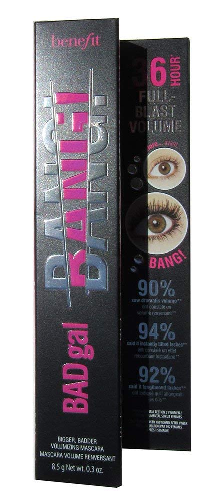 Benefit Bad Gal Bang wand demonstrates easy layering for volumized lashes.